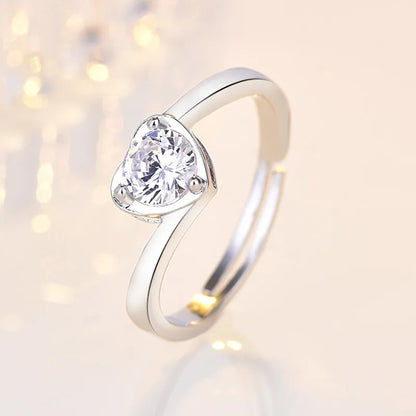 Original 925 Sterling Silver Ring High Quality Adjustable Opening AAA Zircon For Women Wedding Fine Fashion Jewelry Gift