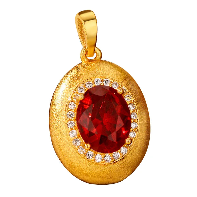 Luxury 24K 9999 Pure Gold real gold brushed pendant inlaid moissanite water drop pendant clavicle chain