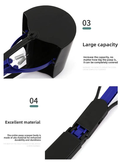 70cm Folding Pet Poop Scooper with Extended Handle for Walking Big Dogs Ideal Senior Dog Poop Scooper