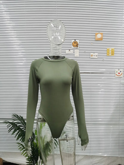 Europe and the United States cross-border autumn and winter women's round neck long sleeve niche bottoming tight solid color