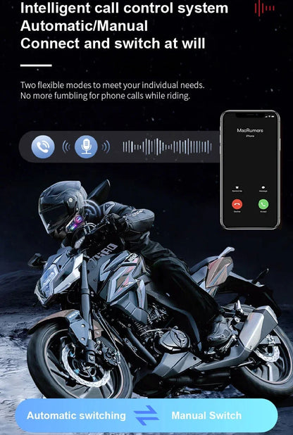 X3 Pro Motorcycle Helmet Bluetooth Headset 2-Riders Intercom 1000M BT6.0 IPX6 Waterproof Voice Assistant NoiseReduction FM Radio