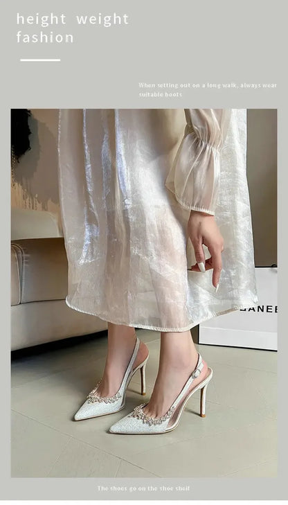 Luxury Designer Women Shoes Exquisite Rhinestone High Heeled Sandals for Woman Elegant French Style Casual Shoes Sandalias Mujer