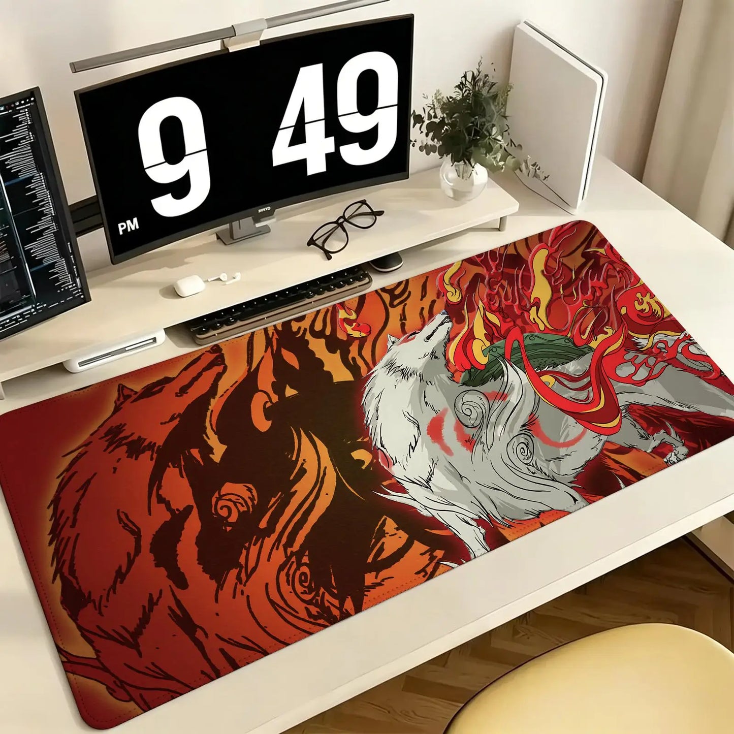 Pro E-Sports XXL Gaming Mousepad Extra Large Non-Slip Stitched Edge Keyboard Laptop Desk Mat For PC Gamer Cartoon Okami