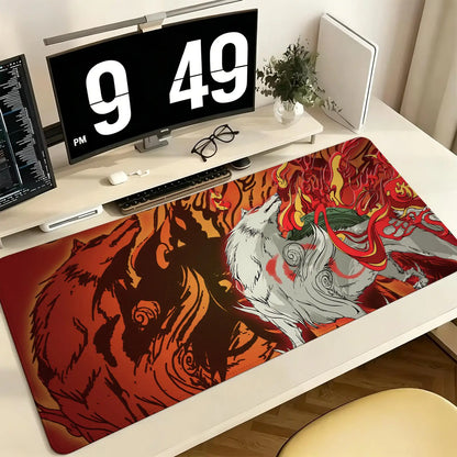 Pro E-Sports XXL Gaming Mousepad Extra Large Non-Slip Stitched Edge Keyboard Laptop Desk Mat For PC Gamer Cartoon Okami
