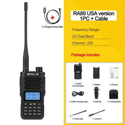 Retevis RA89 Walkie Talkie IP68 Usb-C Long Range Walkie Talkies FM VHF Ham Radio for Camping Hunting Emergency Rescue
