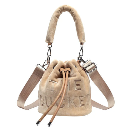 New Fashion Women's Bucket Bag Trend Brand Personality Plush Shoulder Bag High-end Elegant Crossbody Bag Designer Luxury Handbag