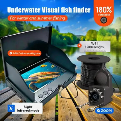 4.3 Inch HD Underwater Fishing Camera Portable Waterproof Fish Finder Visual Video Monitor Ice Sea Boat Fishing Tackle Gear Perfect Outdoor Equipment Gifts for Men Father Black