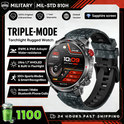 2026 T-Rex3 Ultra 1100mAh Battery Smart Watch GPS Track Compass IP69K Waterproof Sports tracker Outdoors Military Smartwatches