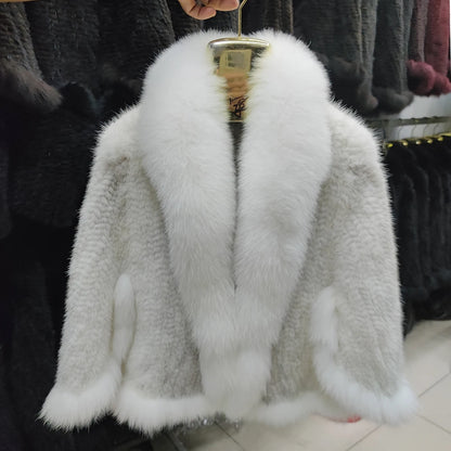 2026 New Real Natural Mink Fur Pashmina Women Fashion Knitted Mink Fur Scarf Lady Real Mink Fur And Fox Fur Collar Poncho Shawl