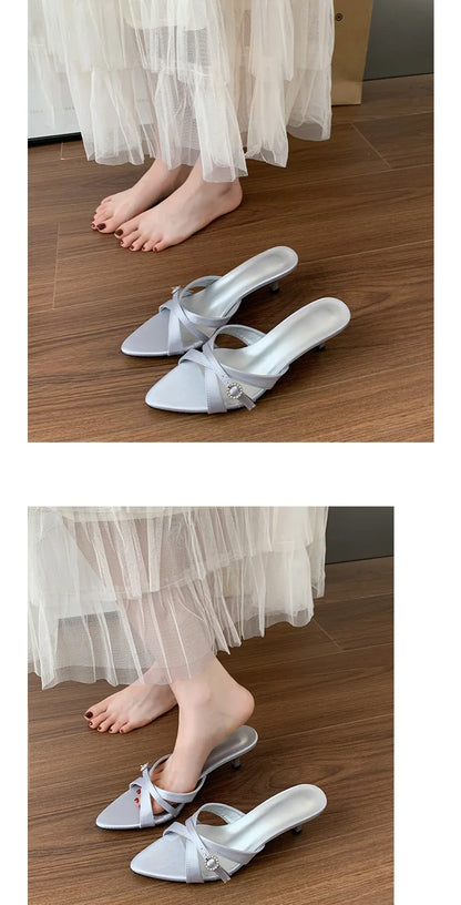 Sexy High Heels Slippers Pointed Toe Heels Shoes for Woman Sandals Luxury Dress Slides Elegant Pumps Party Mujer Flip Flops