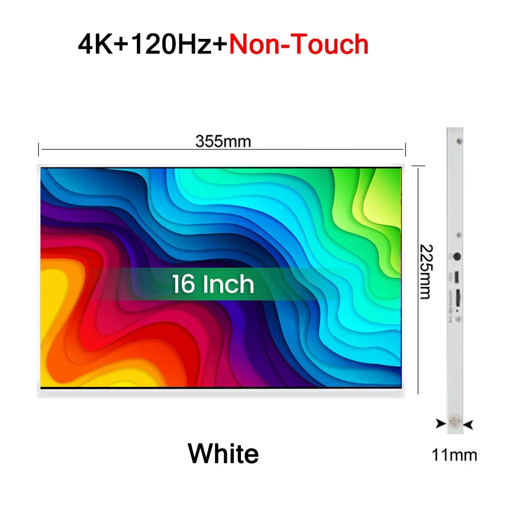 16 Inch 4K 120Hz Touchscreen Portable Monitor 100%DCI-P3 500Nit 16:10 HDR FreeSync Screen Game Display For PC XBox PS4/5 Switch
