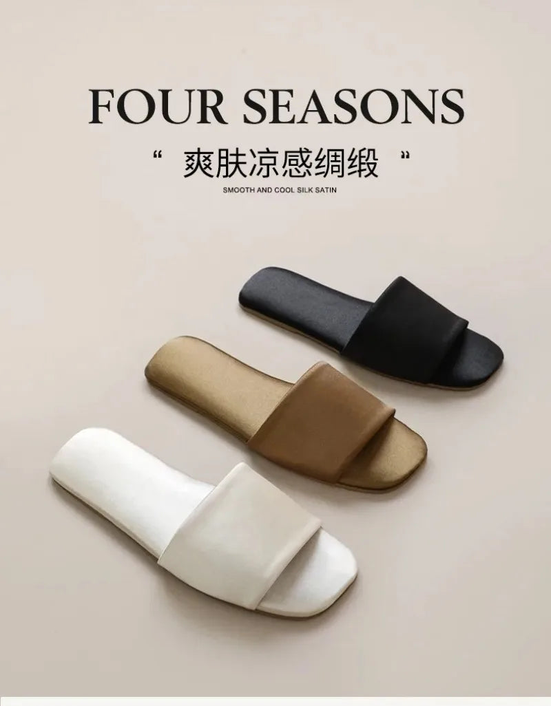 Summer New Women Shoes Premium Feel Flat Bottom Slippers for Woman Elegant Outdoors Slippers Luxury Designer Shoes Zapatos Mujer