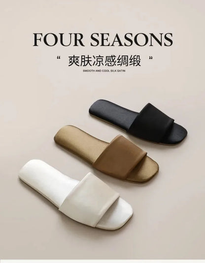 Summer New Women Shoes Premium Feel Flat Bottom Slippers for Woman Elegant Outdoors Slippers Luxury Designer Shoes Zapatos Mujer