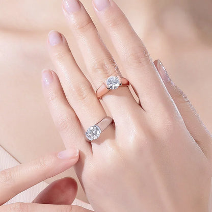 Carnica Luxury 925 Sterling Silver 2CT Real Moissanite Ring for Women GRA Simple Diamond Wedding Jewelry Gift Brilliant Hot New