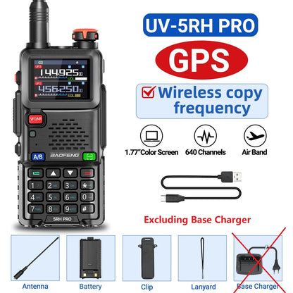 Baofeng UV-5RH PRO GPS Walkie Talkie Multi Band Wireless Copy Frequency Type-C Charger Upgrade UV-5R UV 17 Pro Gps Ham Radio