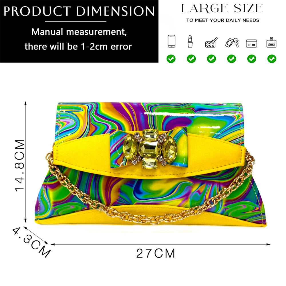 Venus Chan 2024 Fashion Purple Color Painted Rhinestones Elegant Peep Toe Sandals Shoes and Bag Set Italian Heels for Womens
