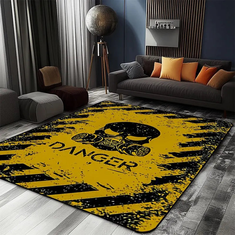 Skull Gas Mask Drum Rug, Non-Slip Washable Area Carpet for Room Office, Artistic Gift Decor