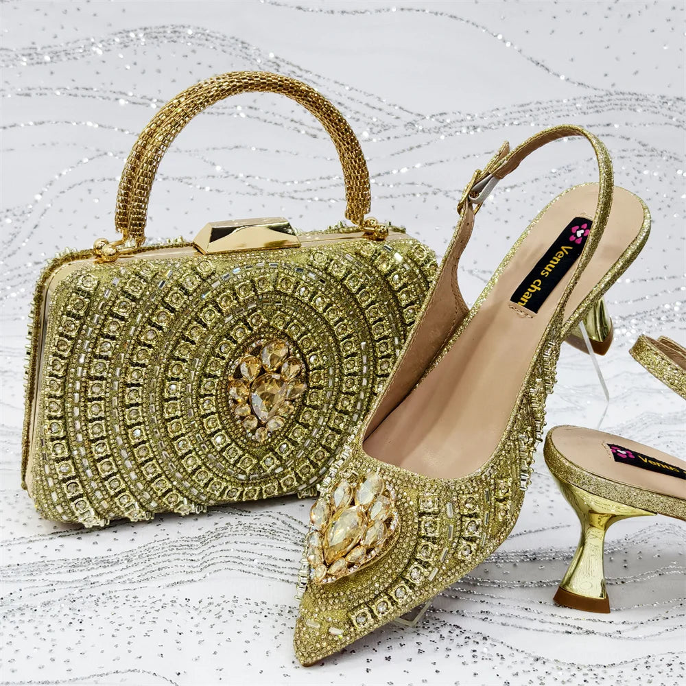 Venus Chan 2026 Olive Green Italian Butterfly Design Pointed Toe Slingback Sandals with Matching Bag - Elegant Set Perfect