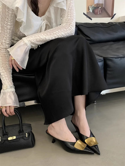 Luxury Womens Shoes High Heels Mules Shoes Pointed Toe Heeled Sandals for Women Elegant Party Slides 2025 Designer Shoes Zaoatos