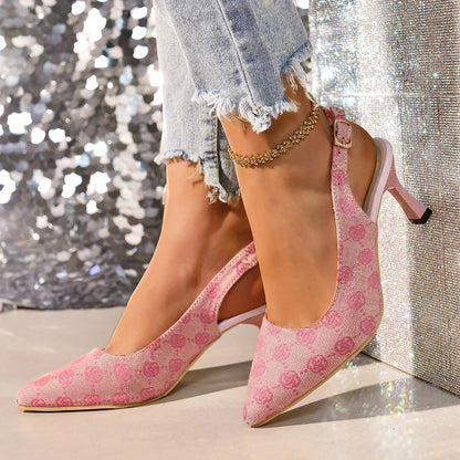 Brand Designer High Heels Sandals Women 2025 Summer Pointed Toe Ankle Straps Pumps Woman Plus Size Thin Heeled Party Shoes