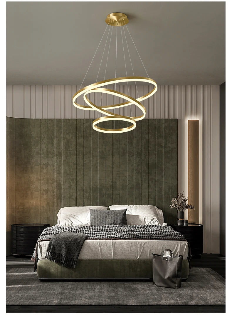 Mordern Minimalist Hign-end LED Pendant Lights Designer Circle Chandelier Home Rooms Decoration for Hall Living Lamping Fixtures