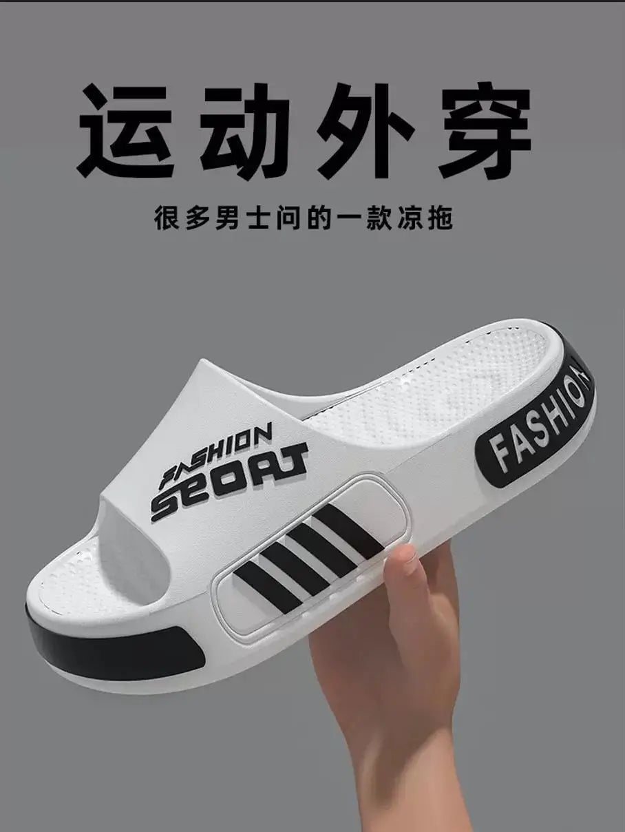 Big Size 48-49 Men Slippers Summer Flat Sole Home Slippers For Women Man Open Toe Trend Slides Couple Light Beach Shoes Sandals