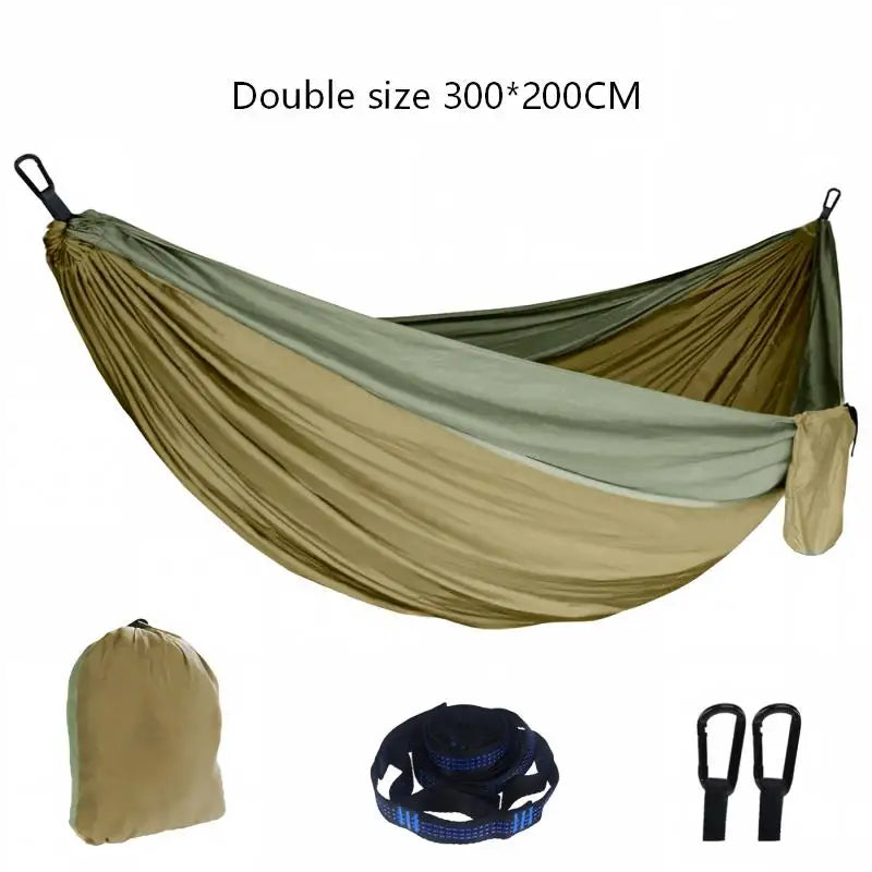 Portable Anti Rollover Double Camping Hammock Outdoor Travel Hiking Beach Backyard Courtyard Swing Hammock Outdoor Camping Equip