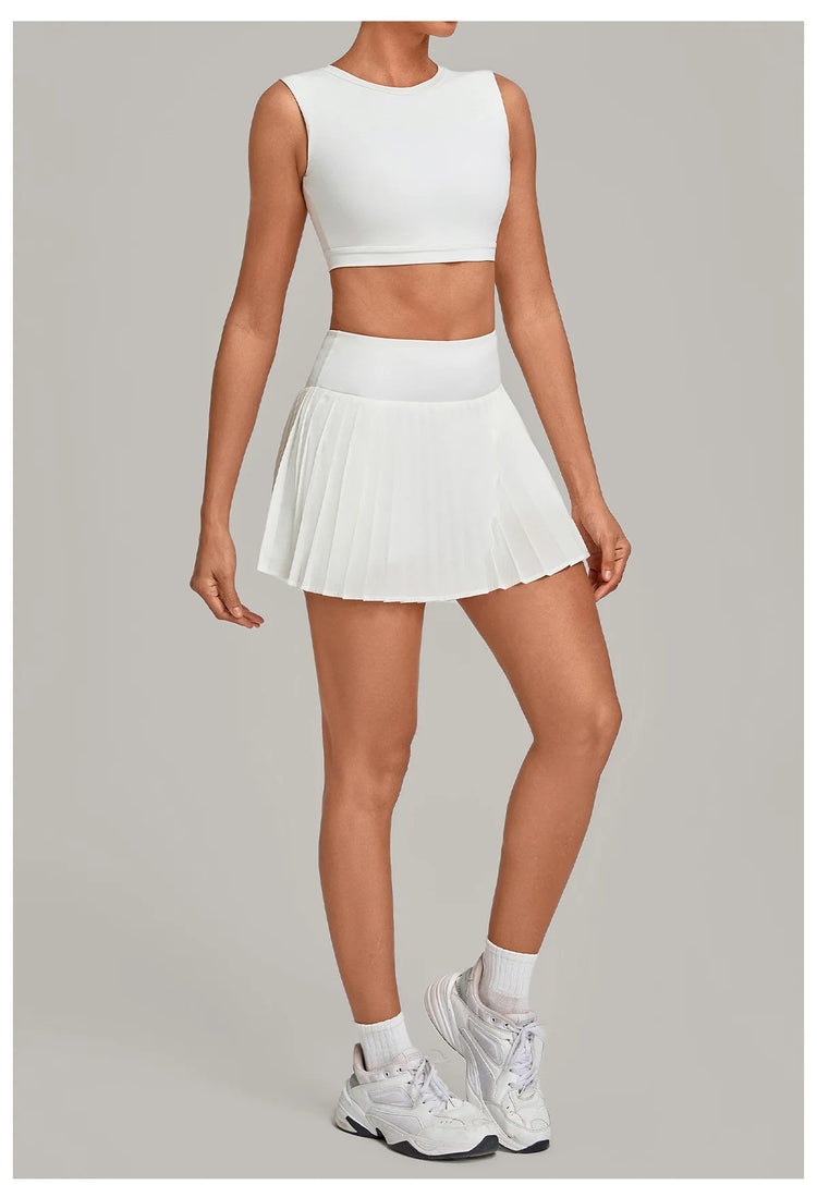 2 Pieces Yoga Set Women's Tracksuit Sexy Sports Bra High Waist Sports Short Skirt Gym Fitness Sleeveless Workout Suit Sportswear