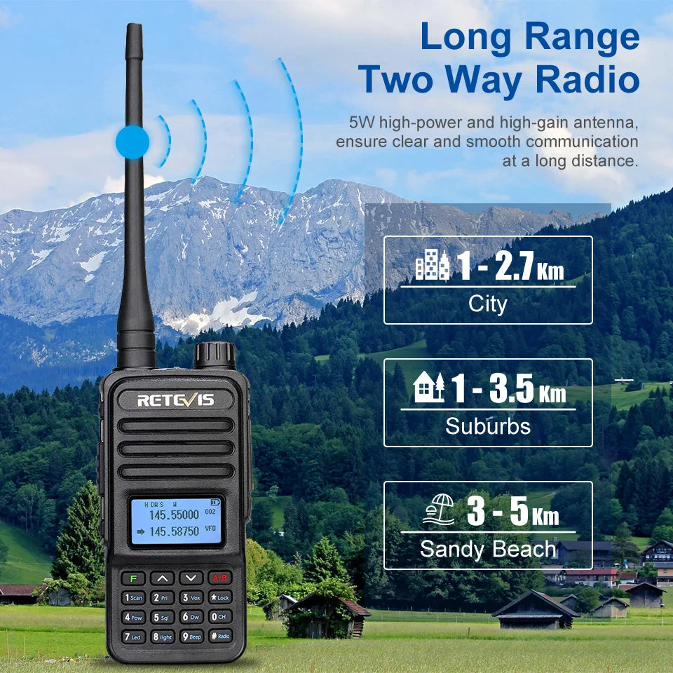 Retevis RT85 Walkie Talkie Long Range Ham Two-way Radio Station Walkie-talkies VHF UHF Dual Band Amateur Portable Radio Hiking