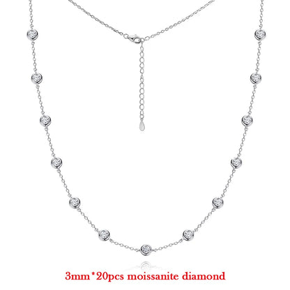 3MM Round Bubble Waterdrop Moissanite Diamond Tennis Neclace with 3ct Waterdrop Pendant NeckChain for Women 925 Silver Jewelry