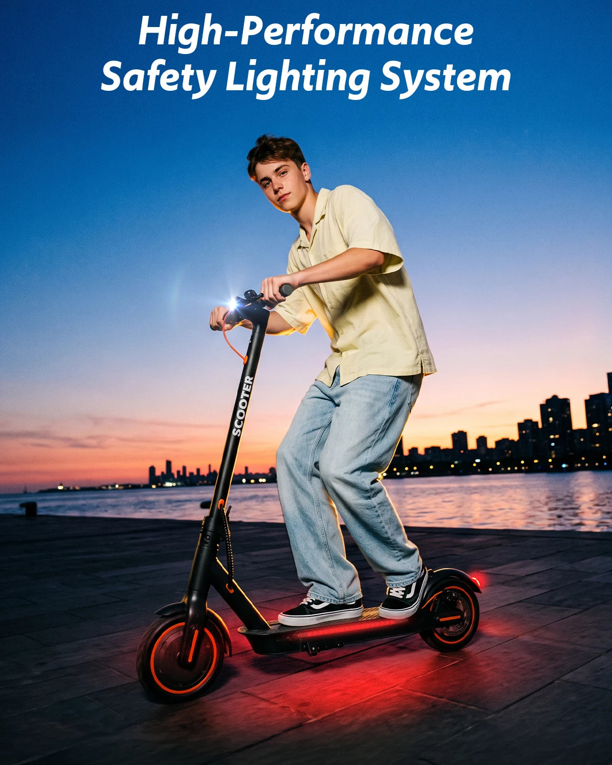 Electric Scooter for Adults, 550W Peak Motor & 19-Mile Range, 360° Lighting, Foldable E-Scooter with App Control