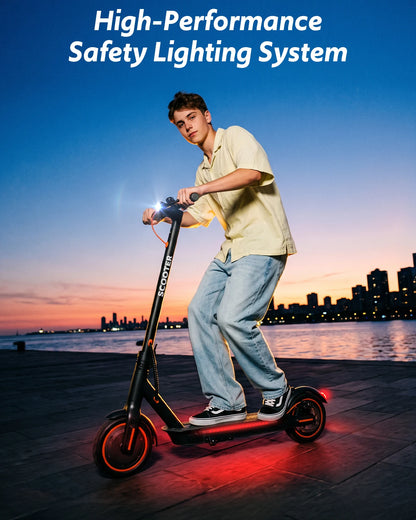 Electric Scooter for Adults, 550W Peak Motor & 19-Mile Range, 360° Lighting, Foldable E-Scooter with App Control
