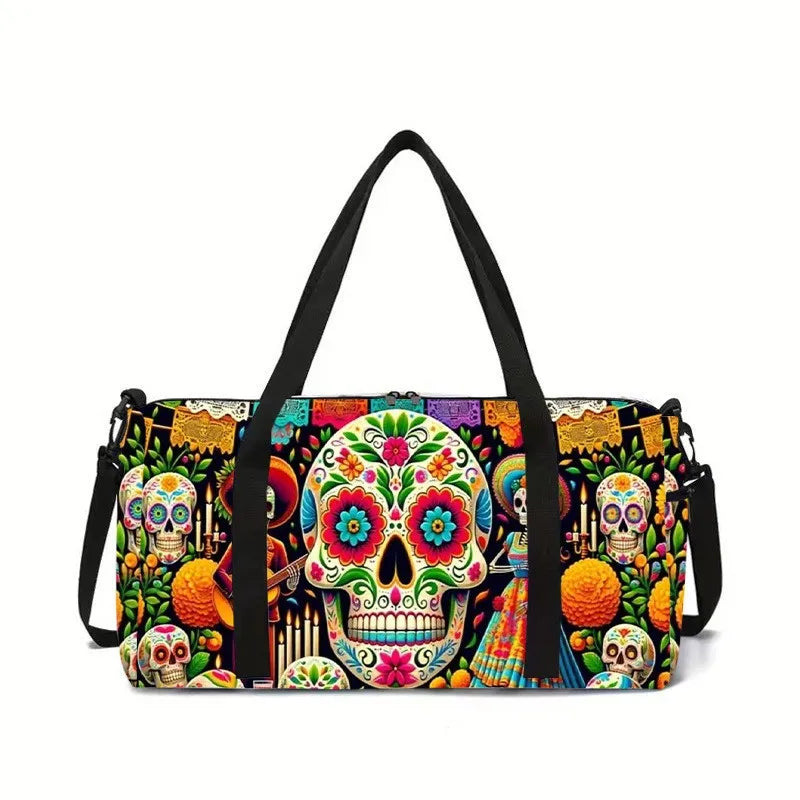Classic Popular New skeleton 3D Printed Large Capacity Travel Bags Barrel Shape Crossbody Bag Outdoor Sports Bags Gym Yoga Bag