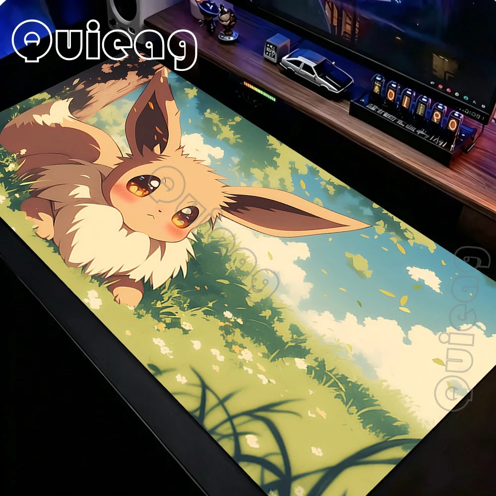 XXL Japan Anime Gamer Mouse Pad E-eevee Cabinet Kawaii Tablepad Pokemon Keyboard Rug Laptop PC Gaming Rubber Extended DeskMats