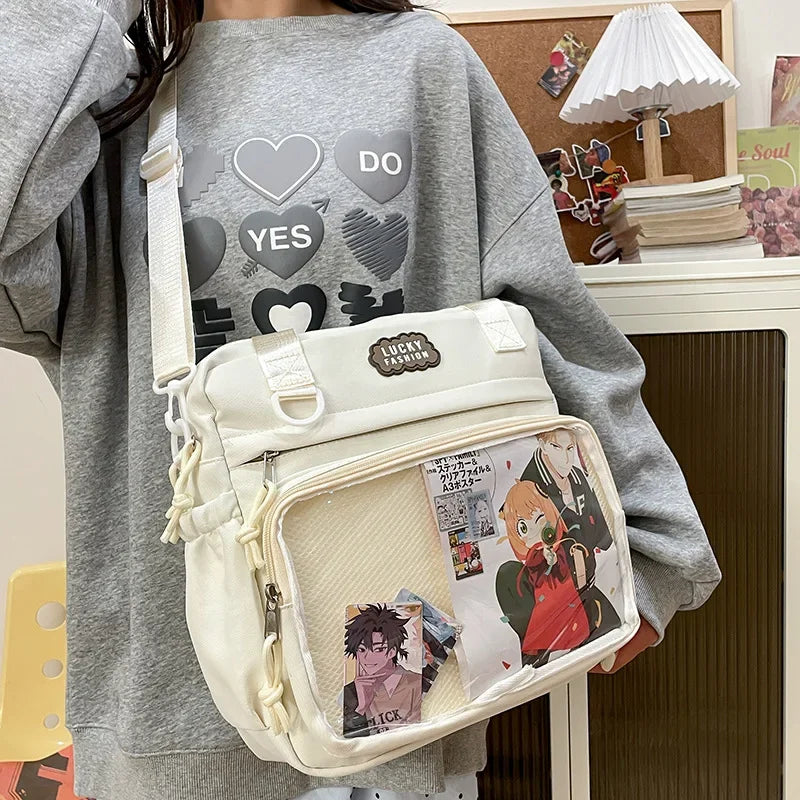 Y2K Japanese Preppy Style Shoulder Crossbody Bag New Nylon School Bags for Teenage Girls Transparent Itabag Backpacks Ita Bag