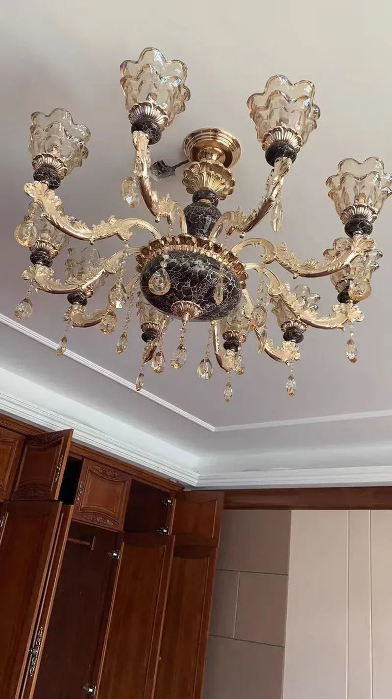 Luxury Lamp Dining Room Bedroom Decoration French Retro Chandelier Lighting Crystal Fixtures Chandelier Living Room Grand