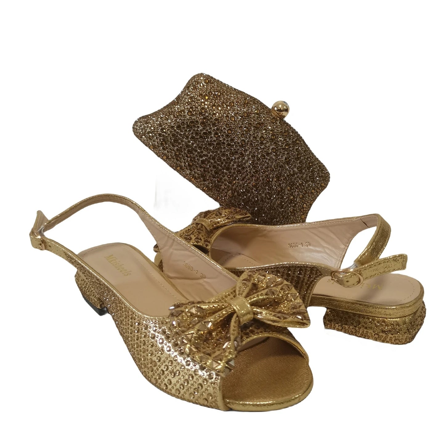 Fashion Purple Lower Heel Party Women's Sandals And Bag Match Set Italian Design Rhinestone Wedding Matching Shoes and Bag Set
