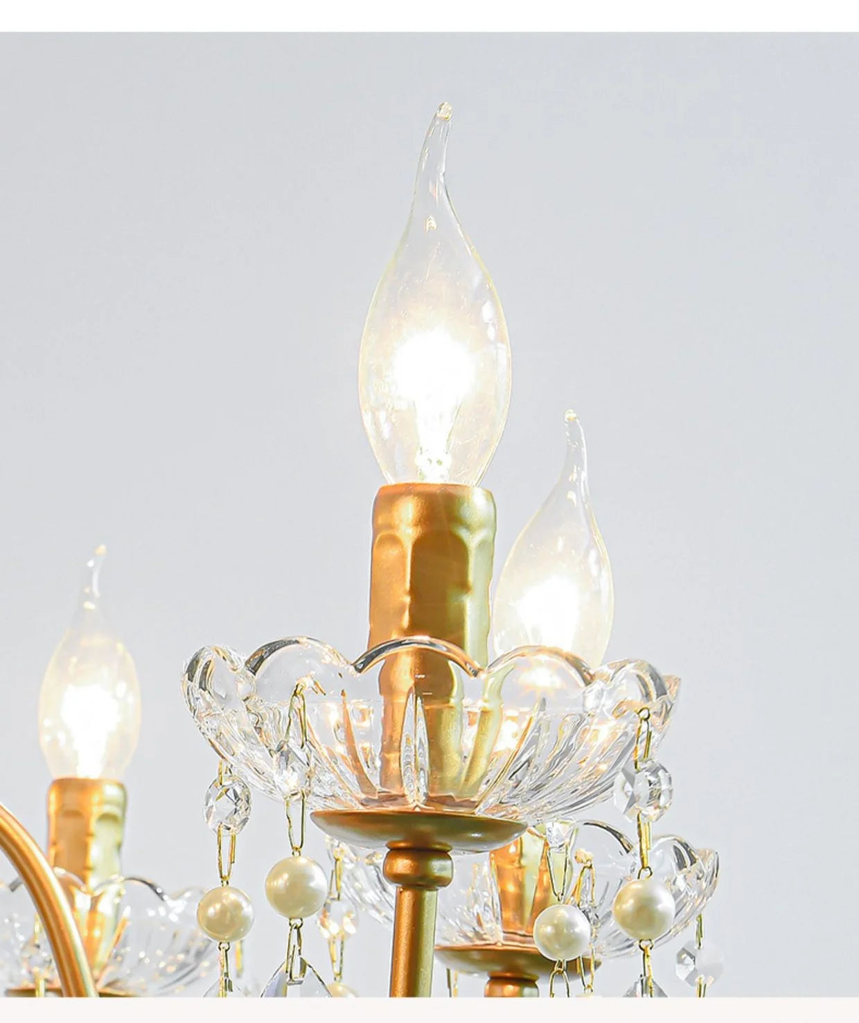 French Candle E14 Led Chandelier Villa Stairs Pearl Crystal Led Pendant Lights Hotel Art Decor Suspend Light Led Luminarias