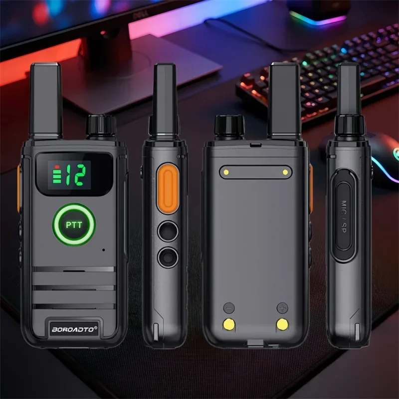 Rechargeable Long Range UHF Walkie Talkie 400-470MHz 16CH Clear Sound Compact Handheld Two Way Radio with Strong Signal Interpho