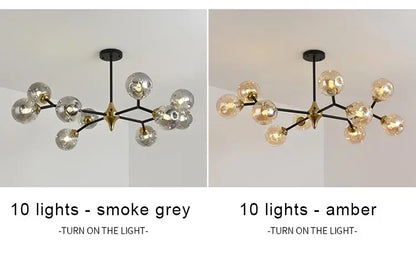 Nordic Glass Ball Lamp Modern Led Ceiling Chandelier Living Room Bedroom Kitchen Dining Room Home Decor Pendant Light Fixture