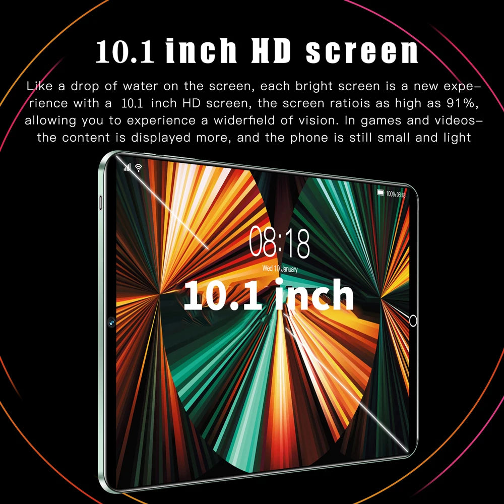 Tablet 4G 5G Pad Pro 8GB RAM 512GB ROM 10.1 Inches FHD Display Android 13.0 Dual SIM Card Slot 8000mAh Battery Original Tablets