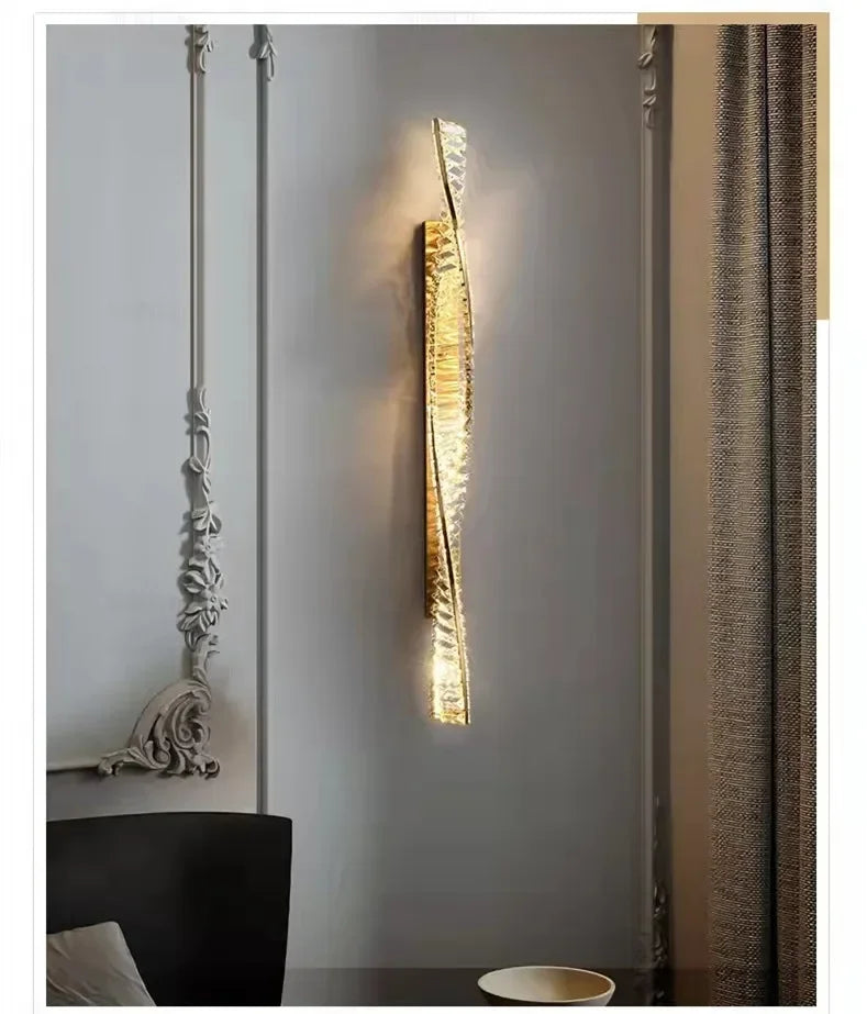 Luxury Crystal Gold Metal Wall Lamp Modern Creative Irregular LED Wall Light Villa Hotel Corridor Bedside Decor Lighting Fixture