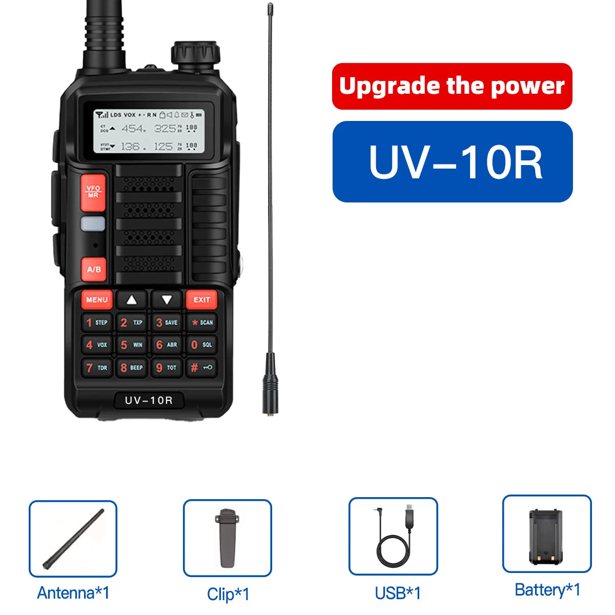 1PC Baofeng UV-10R Dual Band HF Transceiver High Power 10W Professional UV10R Walkie Talkie Long Distance Two Way Ham Radio