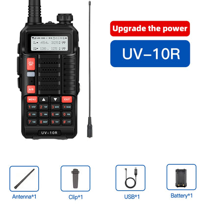 1PC Baofeng UV-10R Dual Band HF Transceiver High Power 10W Professional UV10R Walkie Talkie Long Distance Two Way Ham Radio