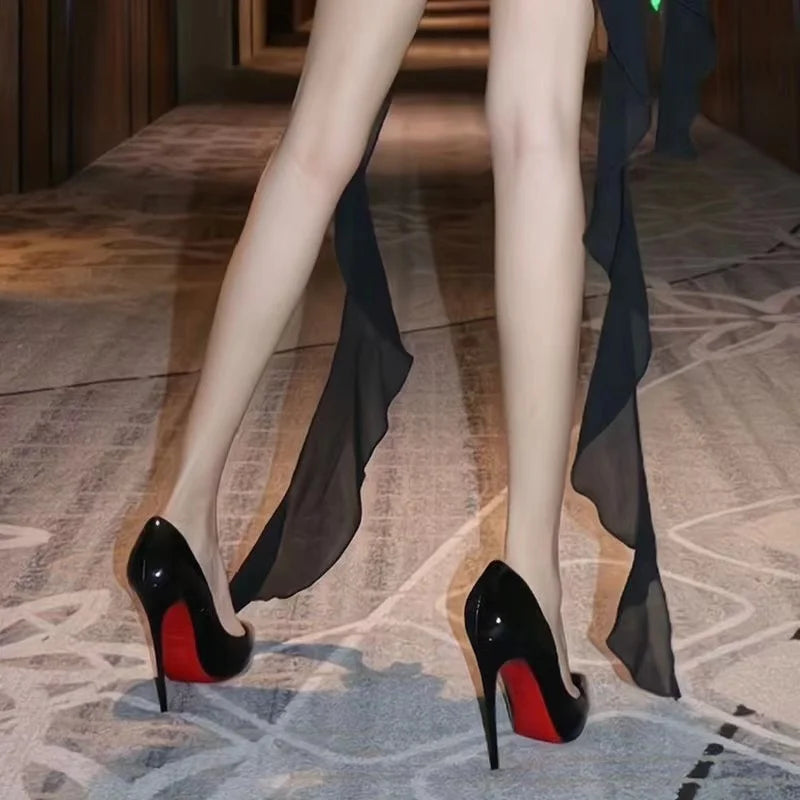 Black Women's elegant high heels Red Shiny Bottoms Luxury Brand Women heels 2026 trend Pointed Toe Sexy Party Pumps shoes Women