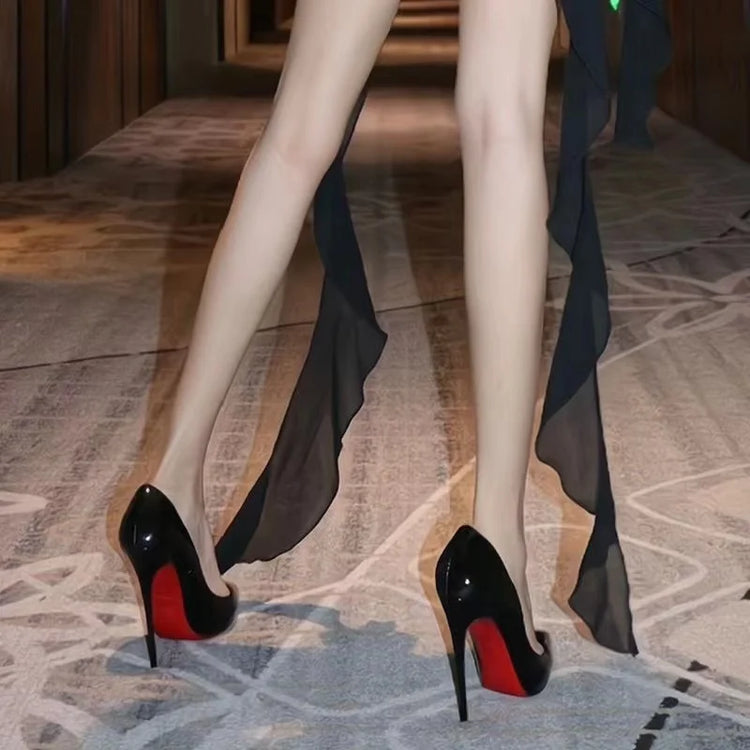 Black Women's elegant high heels Red Shiny Bottoms Luxury Brand Women heels 2026 trend Pointed Toe Sexy Party Pumps shoes Women