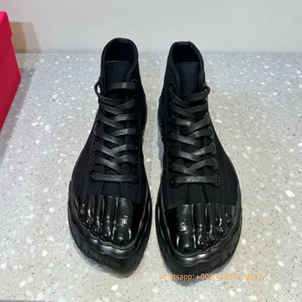 Golden Five Fingers Catwalk Ladies Shoes 2024 Summer New Sexy Street Thick Sole Sports Casual Pumps Model Party Lace Up Sneakers