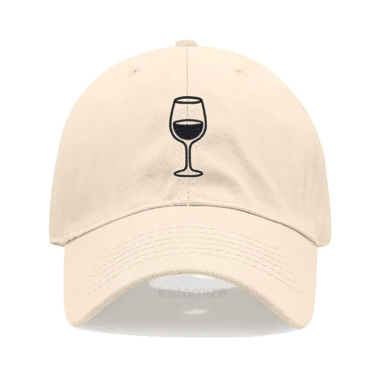 Wine Glass Embroidery Baseball Cap For Men Women Soft Cotton Adjustable Dad Hat Unisex Casual Sport Visor Golf Caps