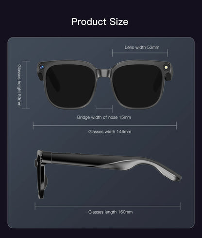 Smart Glasses IP65 Waterproof Connect To Mobile APP Video and Photo Translation AI Language Assistant Bluetooth Smart Glasses