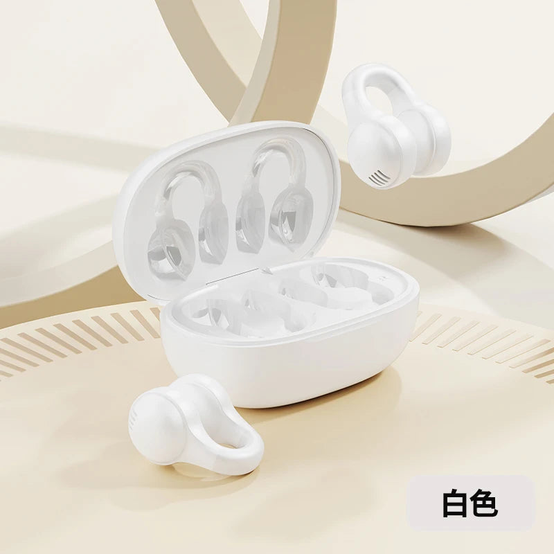 New Bluetooth Earphones Mirror-Style Digital Display Soft Silicone Ear Clip Wireless Headphone HD Noise Reduction Sports Headset